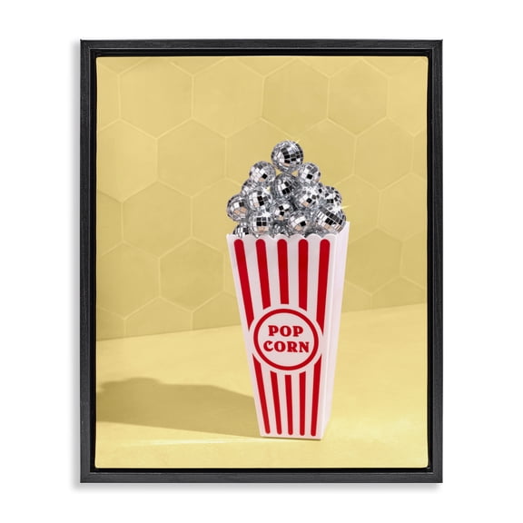 Stupell Industries Eclectic Disco Filled Popcorn Black Floating Frame Canvas Art, 17 x 21, by LISH Creative