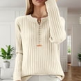 thumbnail image 2 of Womens Sweaters, V Neck Sweaters for Women, Solid Color Pullover, Winter Loose Long Sleeve Knitwear, 2 of 4