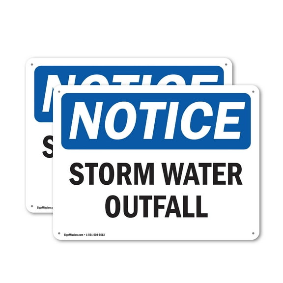 (2 Pack) Storm Water Outfall OSHA Notice Sign 10 Inch X 7 Inch Plastic Sign, Weather Resistant, UV Protected for Workplace, Business, and Construction Site, Made in the USA