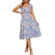 thumbnail image 2 of Vestido Midi Floral Inspire Chic sin mangas con volantes y escote en V, fluido y bohemio, vestido de playa para mujer en azul y rosa, 2 of 6