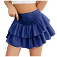 thumbnail image 1 of Jupe à Taille Haute à Volants Fendue Fluide Mini Jupes Extensible Vintage Jupe Doublée Superposée Plissée Décontractée Jupe de Lit Jupe Courte de Plage, 1 of 7