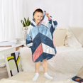 thumbnail image 6 of FORMRS Wearable Blanket Hoodie with Sleeves for Kids Cozy Flannel Sweatshirt, Blue Geometric, 6 of 7