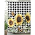 thumbnail image 2 of Shower Curtains Sunflower Leaves Butterfly Bath Curtain Black White Buffalo Plaid Waterproof Bathroom Shower Curtain Set with Hooks Decoration 72 x 72 Inches, 2 of 7