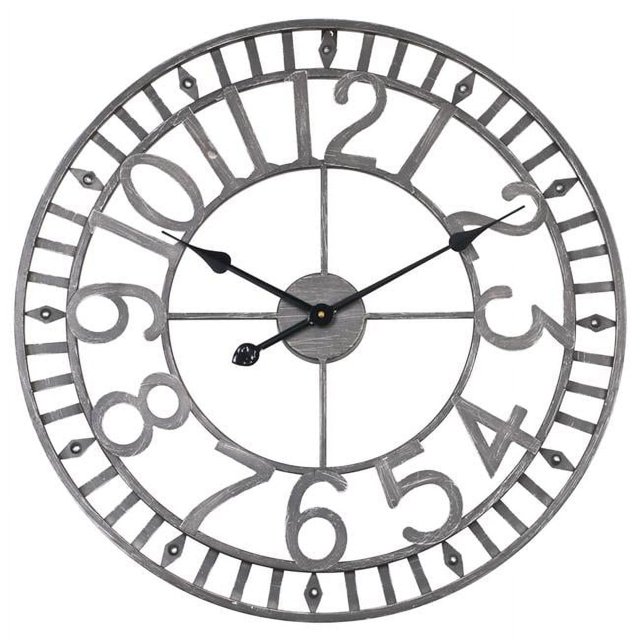 Utopia Alley CL40GY 24 in. dia. Manhattan Industrial Analog Wall Clock, Gray