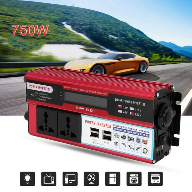 Inversor, Convertidor de Energía Solar Confiable Onda sinusoidal Modificada de 750W Para Automóvil