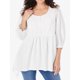thumbnail image 5 of Blusa suelta para mujer, manga 3/4, cuello redondo, túnicas irregulares ahuecadas, camisas info Irfora Jerseys de mujer, 5 of 7