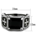 thumbnail image 3 of Anillo Color Plata Para Hombres de Acero Inoxidable Onyx con Cruz en Lados, 3 of 4