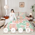 thumbnail image 3 of Homewish Boho Geometric Floral Queen Comforter Set,Orange Pink Daisy Flowers Comforter Sets Queen,Polkadot Reversible,3 Pieces,1 Comforter and 2 Pillowcases, 3 of 7