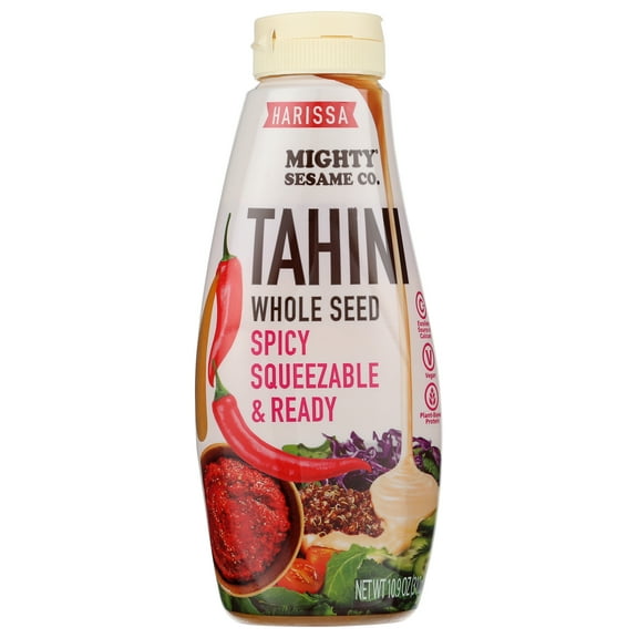 Pack of 8, Mighty Sesame Co Harissa Whole Seed Spicy Tahini Squeeze Bottle, 10.9 oz