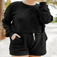 thumbnail image 4 of Women 2 Piece Tracksuits Long Sleeve Sweatshirt and Elastic Shorts, 4 of 9