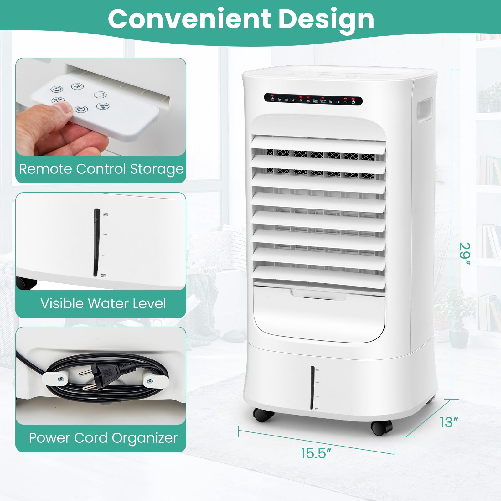 Giantex 3-in-1 Evaporative Air Cooler, Portable Oscillating Swamp Cooler w/ 3 Modes & 2 Ice Packs, Air Cooler for Room Home Office