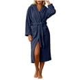 thumbnail image 5 of Robes for Women Fleece Robes Hooded Cozy Soft Warm Plush Women Robe Plush Long Bathrobe, 5 of 8