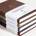 thumbnail image 5 of Libreta genérica de hojas fijas en tela de lino premium, tamaño A5, tapa dura, rayada, tamaño mediano, 7,48 x 5,11 pulgadas, papel premium de 100 g/m², página numerada, bolsillo interior marrón., 5 of 5