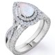 thumbnail image 1 of JeenMata Anillo de Bodas de Filigrana Cruzada con Ópalo de Fuego en Forma de Pera y Moissanita de 1,75 Quilates - Engaste de Doble Halo Pavé - Chapado en Oro Blanco de 18 K sobre Plata, 1 of 6