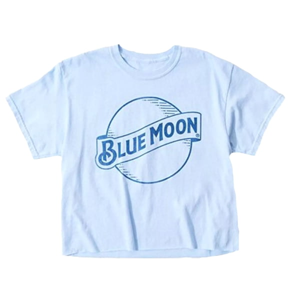 Blue Moon Overdyed Blue Cropped Raw Edge Junior Women's T-Shirt (XL)