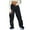 Black, variant on Fesfesfes Women Pant Street Style Fashion Design Sense Multi Pocket Overalls Drawstring Elastic Low Waist Sports Pants Clearance