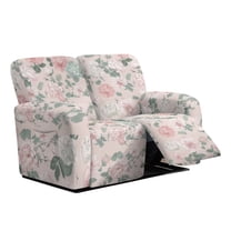 Jiueut Peony Flower Pattern Recliner Loveseat Slipcover, Scratch Resistant Recliner Slipcover Non Slip Furniture Protector with Pockets for Home Use