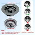 thumbnail image 5 of 3In1 Kitchen Sink Drain Strainer & Sink Stopper, Pop Up Sink Stopper, Sink Stopper,Stainless Steel Kitchen Drain Plug & Sink Installation Parts With Anti-Clogging Basket,Kitchen Appliances,Dark Gray, 5 of 9
