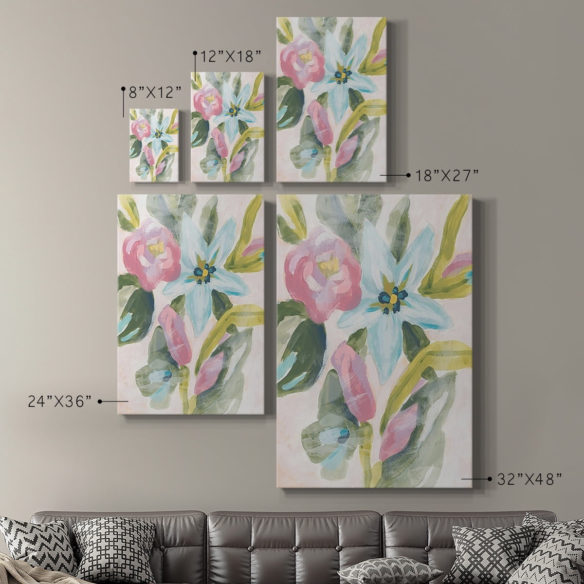 Floral Breeze Fresco I Premium Gallery Wrapped Canvas - Ready to Hang
