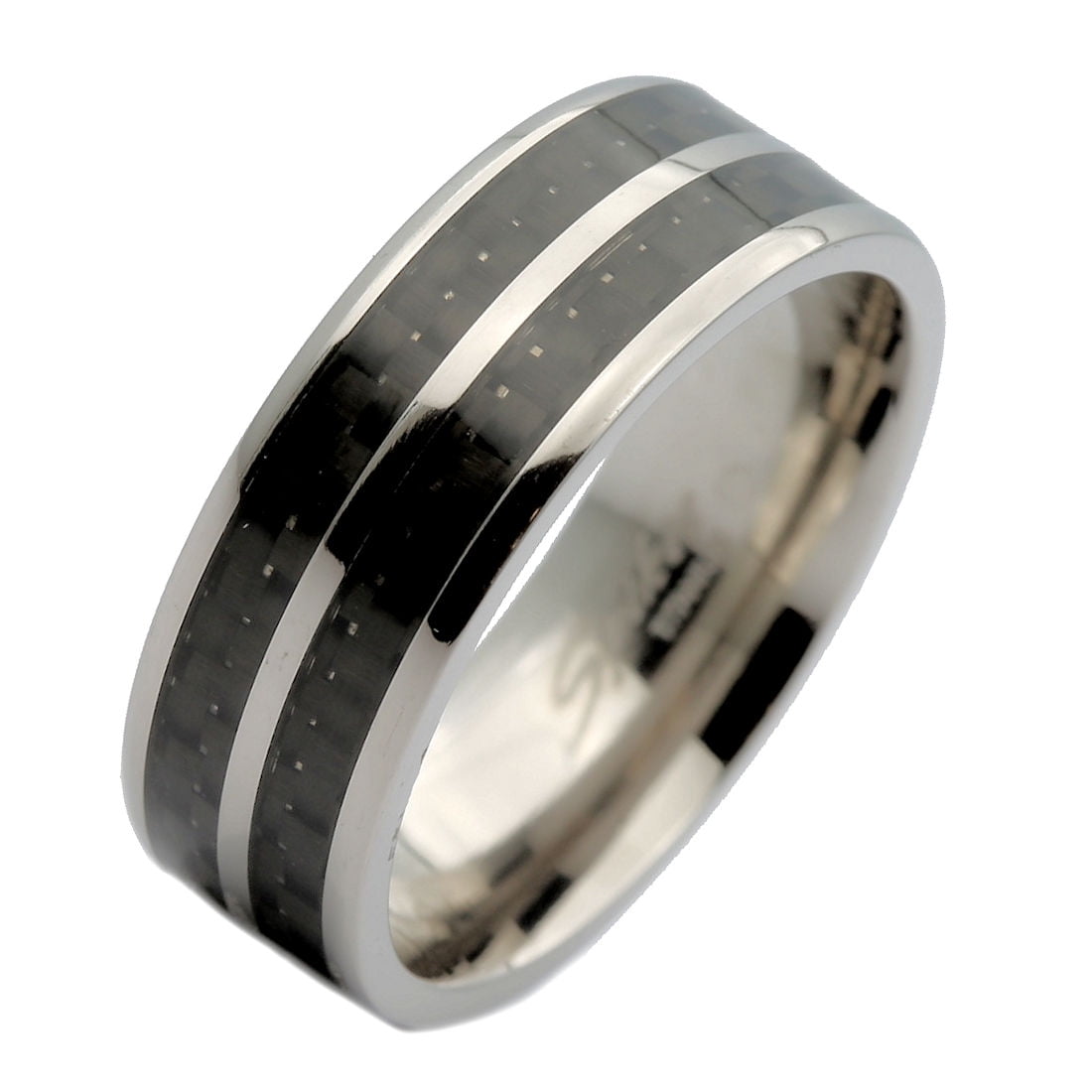 Spikes - 8mm Titanium Black Carbon Fiber Inlay Wedding Band Ring ...