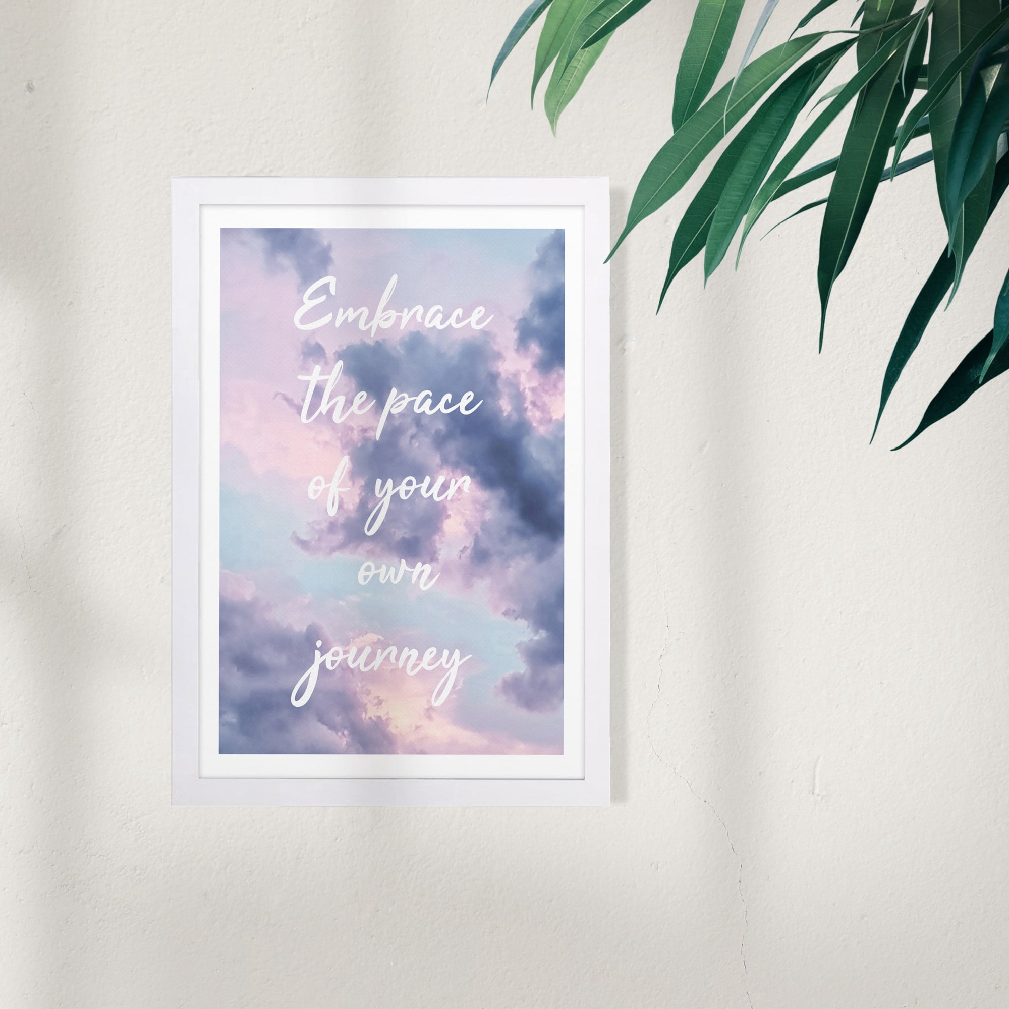Wynwood Studio Typography and Quotes Framed Wall Art Prints 'Embrace the Journey' Motivational quotes - Purple, White, 13" x 19"