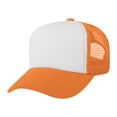 thumbnail image 2 of TOPTIE Adult 5 Panel Mid Profile Mesh Back Trucker Hat Foam Snapback Hat-Orange/White, 2 of 9