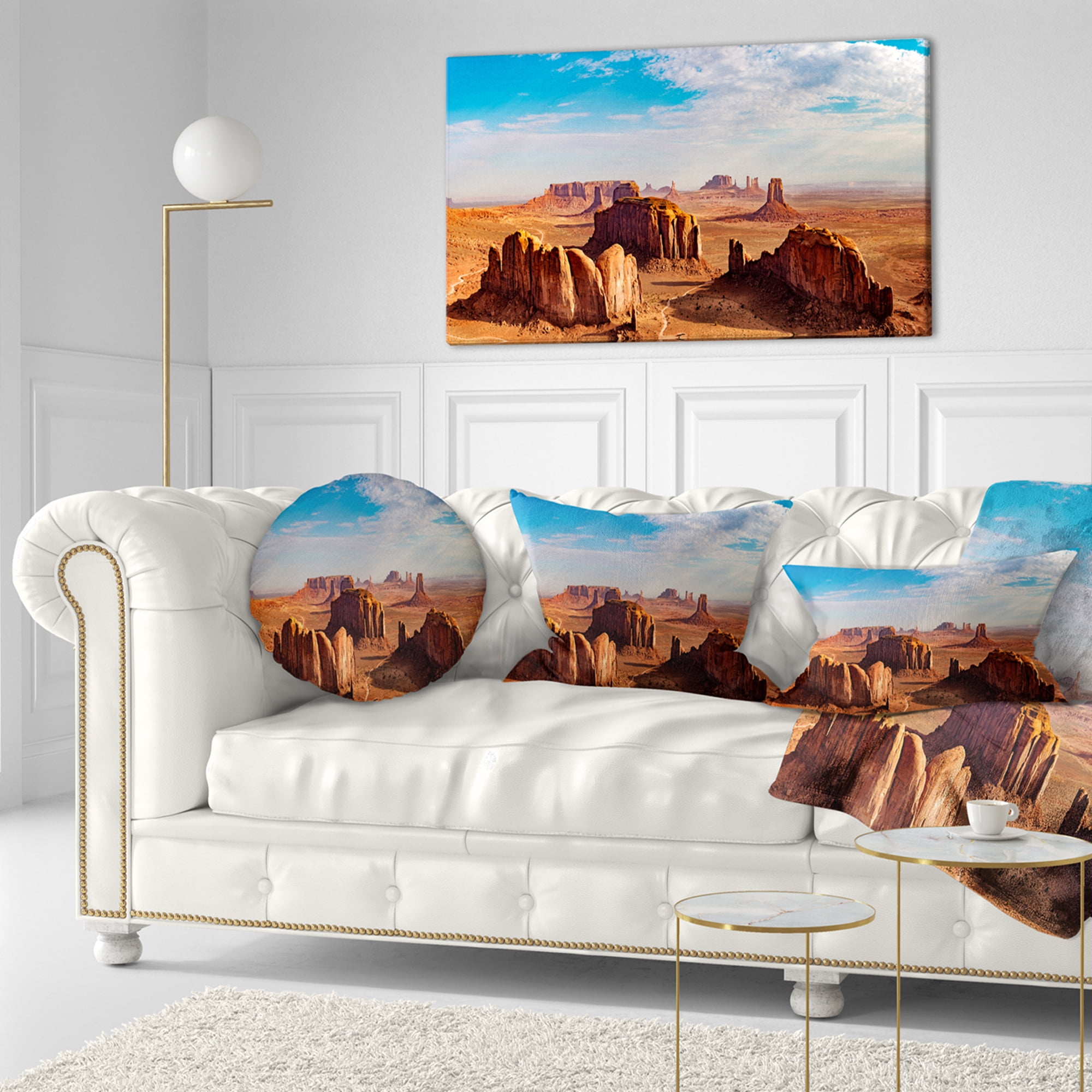 Designart 12" x 20" Blue Polyester Throw Pillow