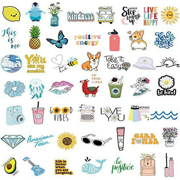 145pcs Water Bottle Stickers for Girls Teens Kids Waterproof Inspirational Vsco Vinyl Stickers for Laptop Skateboard Aesthetic Trendy Cute Word
