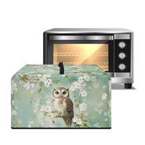 TSOVTHRID Owl Cherry Blossom Green Print Microwave Oven Dust Cover Dust-Proof Microwave Toaster Oven Cover Easy to Clean Kitchen Machine Covers Case Protections Protector, 20.9"W x 15.7"D x 12.4"H, L
