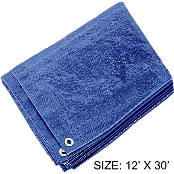 12 Feet x 30 Feet Multipurpose Blue 3 Mil PE Tarp - Waterproof, 70 GSM (POLY PRO: TB1230)