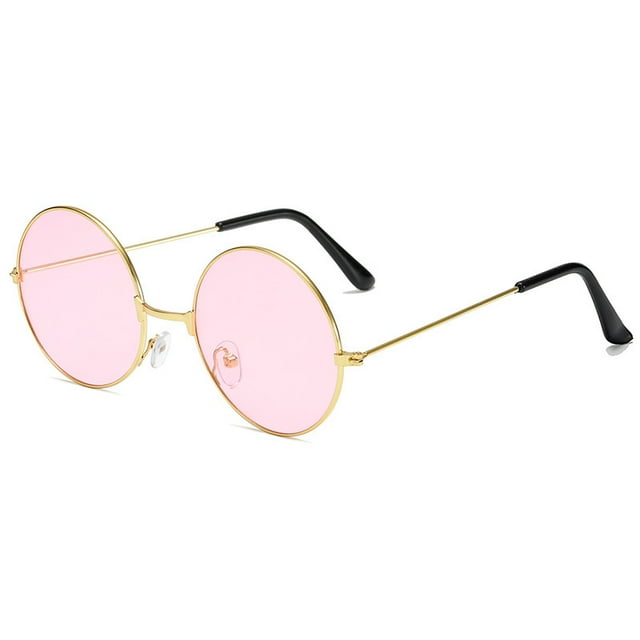 Vintage redondo John Lennon gafas de sol polarizadas para hombres mujeres círculo Hippie gafas de sol-rosa-K marco dorado Sincero Electrónica