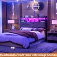 thumbnail image 5 of iSunirm Headboard for Full Size Bed with Bookcase Storage, Headboards with LED Light and Power Outlets, Sturdy Wood Full Size Head Board, for Full Size Bed, 55.1'' Width, Black Oak, 5 of 8