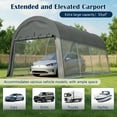thumbnail image 6 of 10x20 FT Heavy Duty Carport Canopy - Commercial Grade Portable Garage with Steel Frame, Waterproof Cover, Wind & Snow Resistant Outdoor Shelter for Trucks, Cars, Boats, 6 of 18