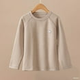 thumbnail image 2 of Children's Winter Solid Color Long-Sleeved Crew Neck Warm Home Pajamas Base Shirt, 2 of 5