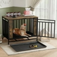thumbnail image 7 of ZephyPaws Dog Crate Furniture for Medium Dogs,Dog House Dining Table with Iron Door and Tray for Medium/Small Dogs Indoors, Vintage Wooden Color, 7 of 7