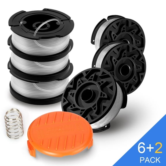 UUBOXS String Trimmer Spool Replacement for Black Decker,AF-100 Weed Eater Spools Line 30ft .065", 6 Replacement Spools, 1 Spool Cap,1 Spring
