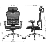 Sihoo M56C Ergonomic Office Chair with Adjustable Headrest, Lumbar Support, Breathable Mesh, High-Back Reclining, Black