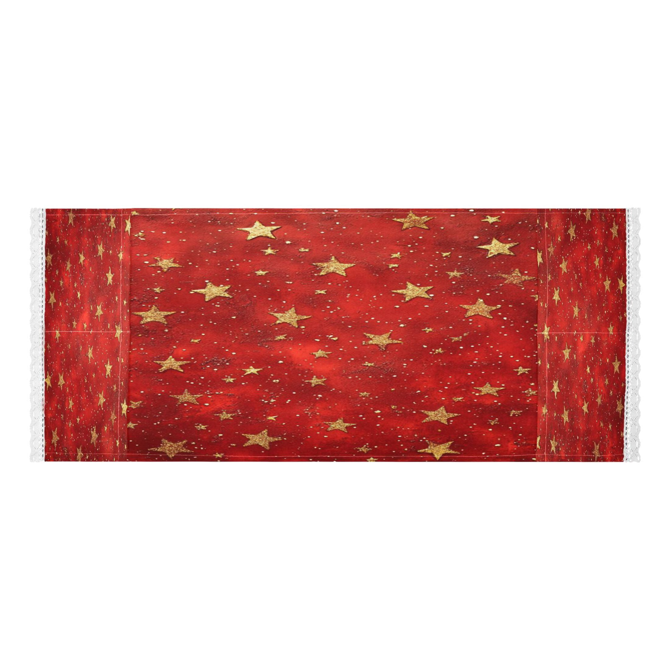 Red Background with Golden StarsWasher and Dryer Covers Dust-Proof and Oil Resistant Fridge Cover with 4 Storage Pockets Washing Machine Top Cover for Laundry Kitchen Home 51.2 x 22 In