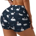 thumbnail image 2 of Kdxio Cartoon Swan Print Workout Shorts for Women Seamless Soft Smooth Gym Yoga Scrunch Active Shorts, 2 of 5