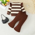 thumbnail image 3 of WOYY Infant Girls Outfits Casual Stripe Ruffle Bow Sweatshirt Flared Pants Set, Sizes 18-24M, 3 of 8