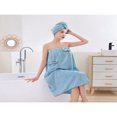 thumbnail image 1 of OUSITAID 2pcs/Set Grid Pattern Bathrobe & Shower Cap  Modern Style Coral Fleece Bathrobe With Pockets  Soft Skin Friendly Quick Dry Home Living Room Bathroom Kitchen All Seasons Bathrobe, 1 of 6