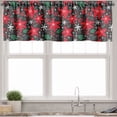 thumbnail image 3 of Ambesonne Poinsettia Valance & Curtain, Christmas Cheer Pattern, 55"x45", Grey Dark Pink and Jade Green, 3 of 7