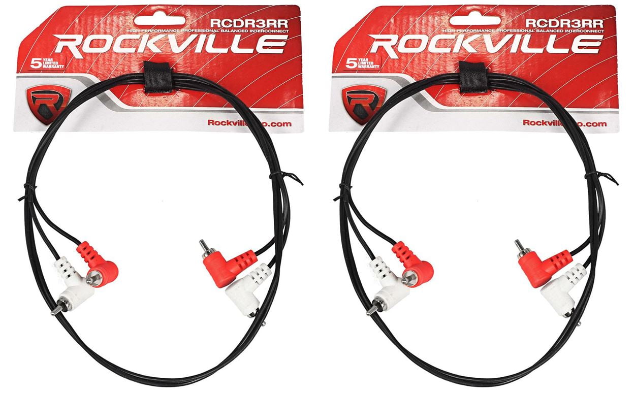 2 Rockville Rcdr3rr 3 Dual Rca To Dual Rca Right Angle Cables 100 Copper 5455