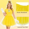 thumbnail image 3 of 5 Pcs Princess Costume & Accessories Set for Gir'ls, Crown/Brooch/Earring/Tutu Skirt Halloween Cosplay Dress Up (Yellow), 3 of 7