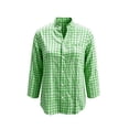 thumbnail image 4 of ClodeEU Women's Plaid V Neck Long Sleeve Shirt, Casual Loose Henley Blouse Tops ,Women's Plus M, 4 of 7