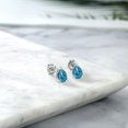 thumbnail image 4 of Gem Stone King 925 Sterling Silver London Blue Topaz Stud Earrings for Women Men (1.86 Cttw, Gemstone November Birthstone, Pear Shape 8X5MM), 4 of 4