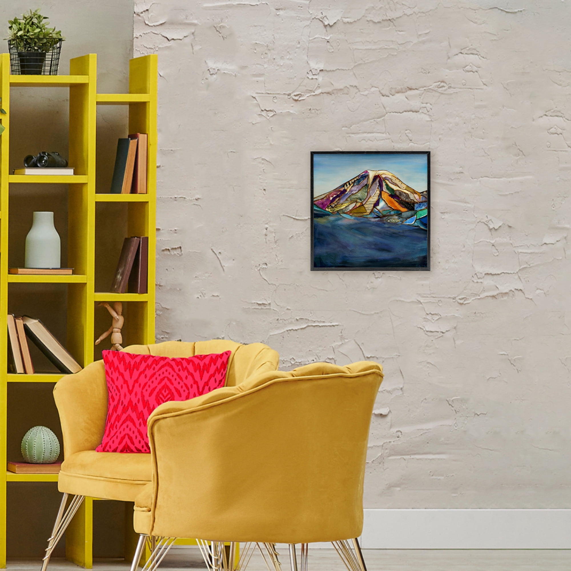 Stupell Industries Collaged Layers Mountain Black Framed Giclee Art, design by Van Horne-Borcherding