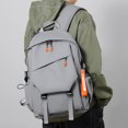 thumbnail image 1 of Mochila informal ligera unisex con cremallera y puerto de carga (gris), 1 of 6