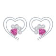 thumbnail image 2 of Rosec Jewels Heart Paw Stud Earrings with Pink Tourmaline and Diamond for Women, 14K White Gold, 2 of 6