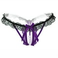 thumbnail image 1 of Gibobby Calzoncillos hipster Bragas sexis malla con borlas y para mujer, bragas caladas, bragas con cordones ganchillo, tangas, lencería G, ropa interior （Morado， M), 1 of 3